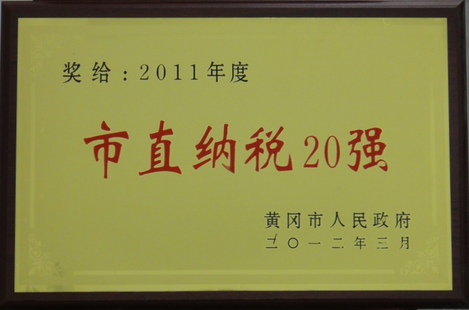 2011年市直納稅20強(qiáng)（黃岡亞東）