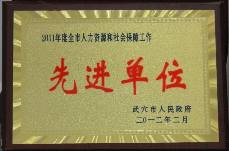 2011年度全市人力資源和社會(huì)保障先進(jìn)單位（黃岡亞東）