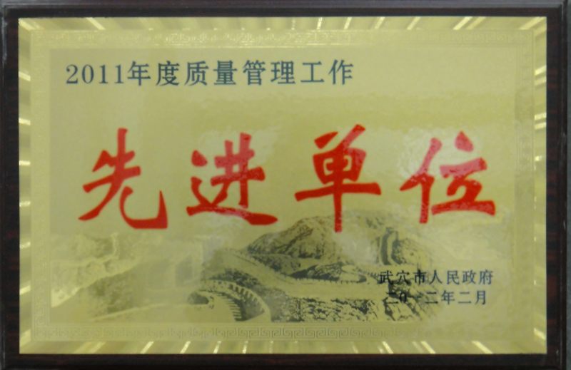 2011年度質(zhì)量管理工作先進(jìn)單位（黃岡亞東）