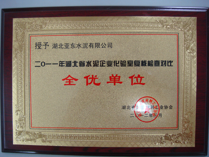 化驗(yàn)室復(fù)核檢查大對比全優(yōu)單位（湖北亞東）