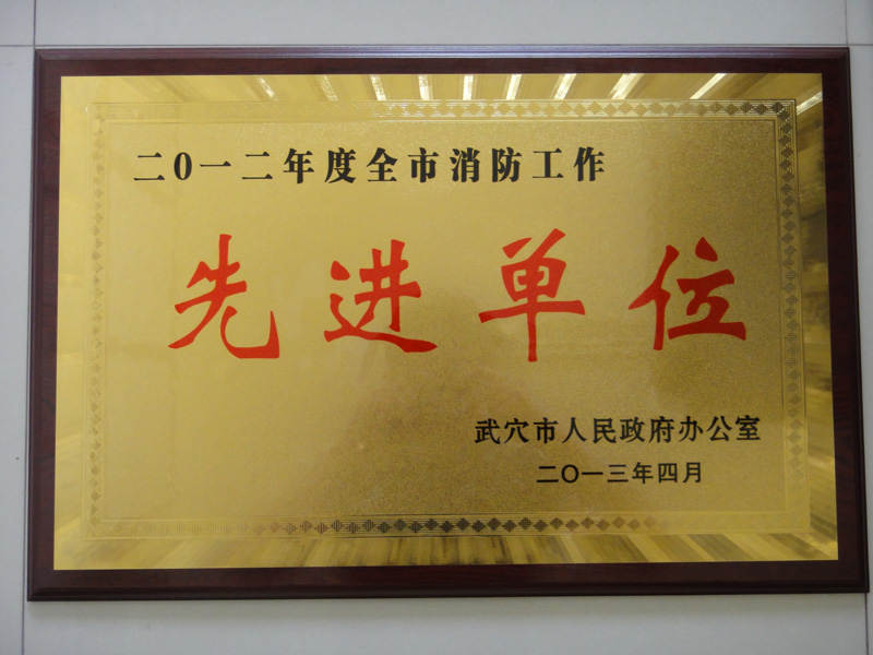 消防工作先進(jìn)單位（黃岡亞東）