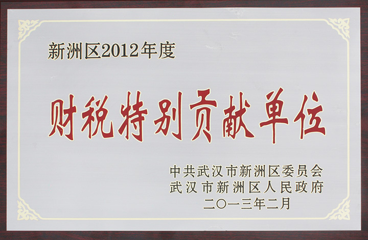 財稅特別貢獻(xiàn)單位（湖北亞東）